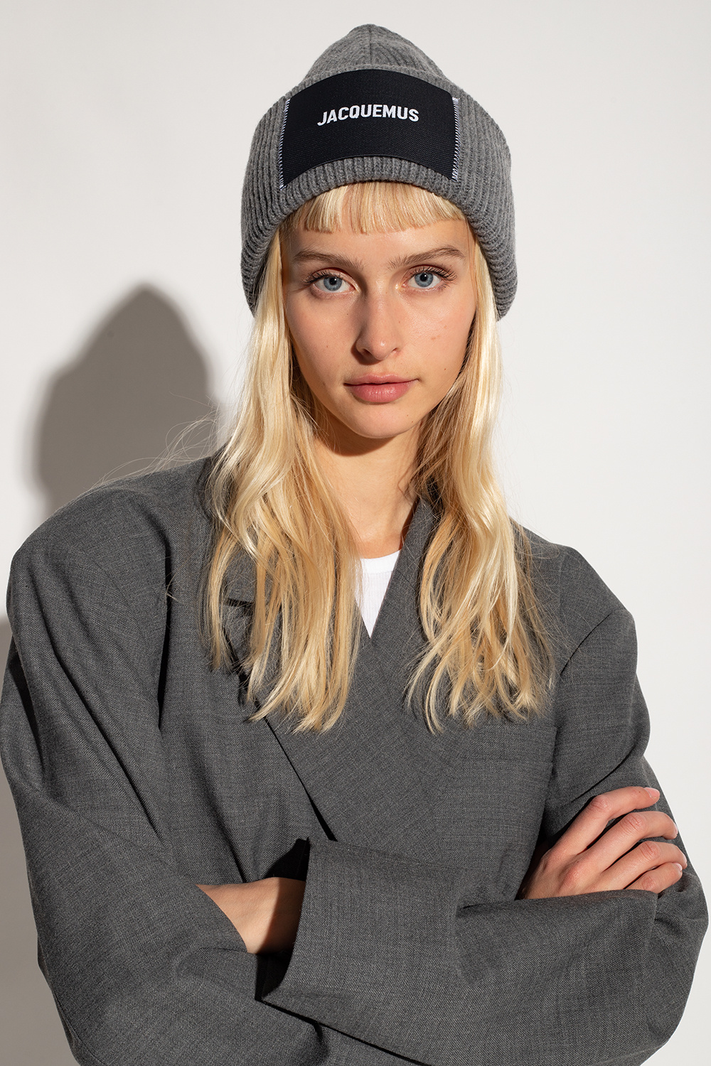 Grey logo - SchaferandweinerShops Japan - stripe knit hat